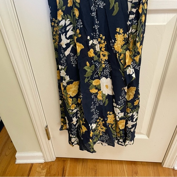 Reformation Navy Winslow Floral Kimono Maxi Wrap Dress L - Picture 8 of 11